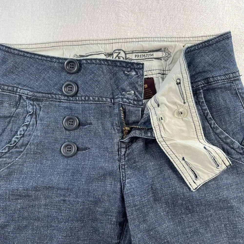 Y2K Zana Di‎ Jrs 9 Bermuda Shorts Low Rise Blue Denim Sailor Long Street Grunge